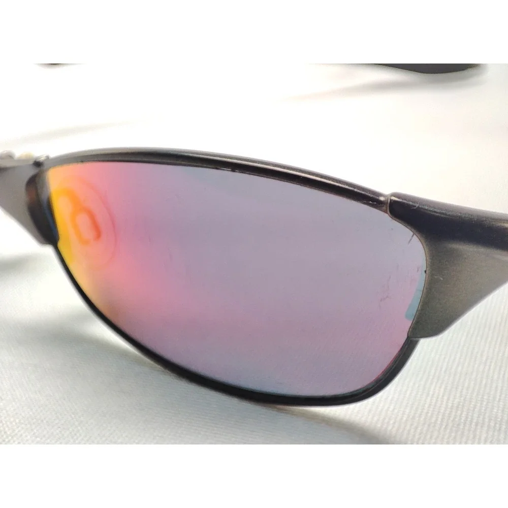 Oakley Wiretap 1.0 Sunglasses Gunmetal Red Iridium Mirror Wrap Vintage 2000s